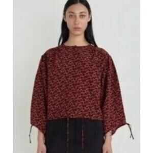 Rodebjer Shirt Small Womens Blouse Red Oversized Button Down